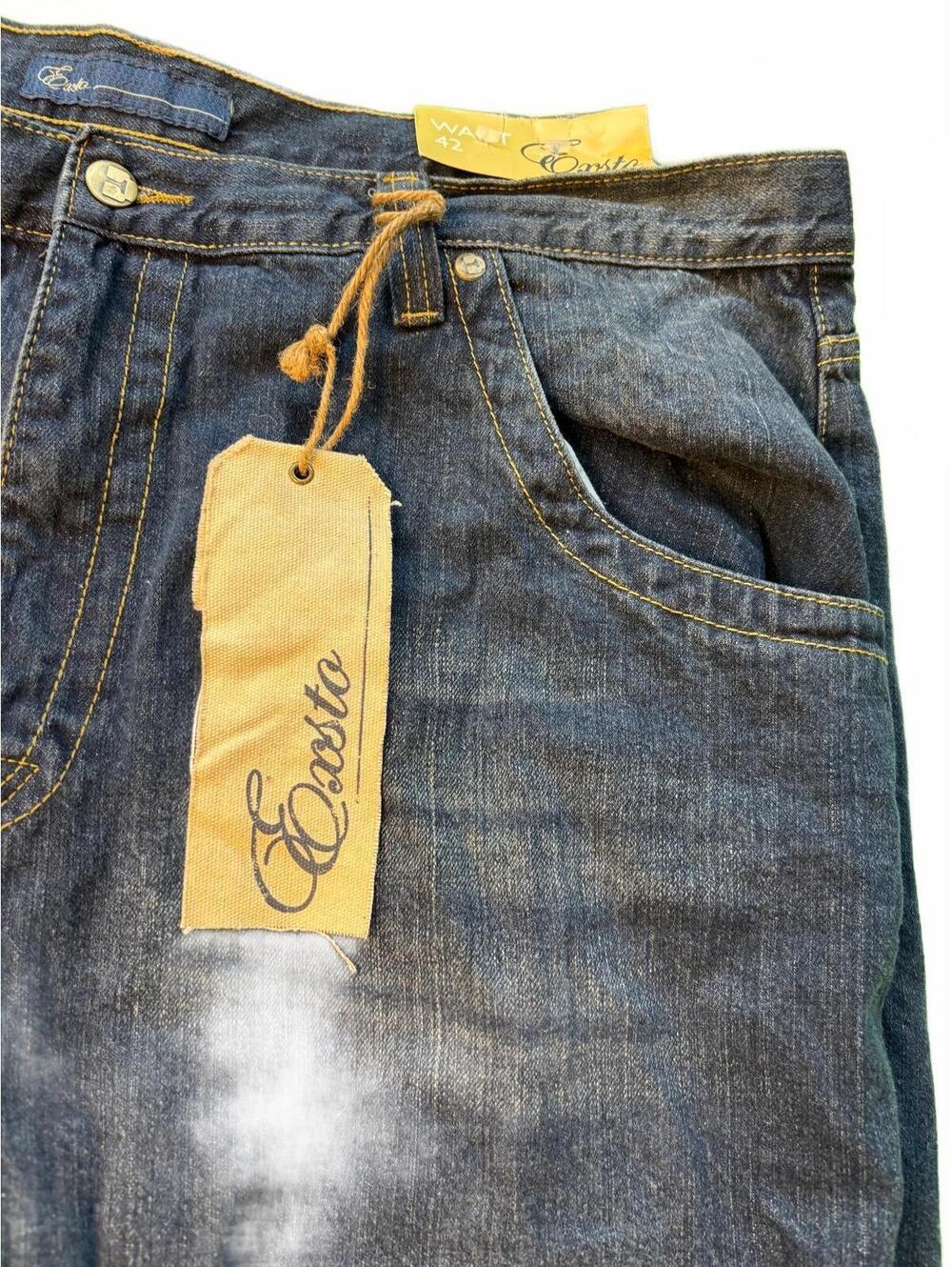 Y2K Exsto Jeans 42 Baggy Rhinestone Skull Deadstock